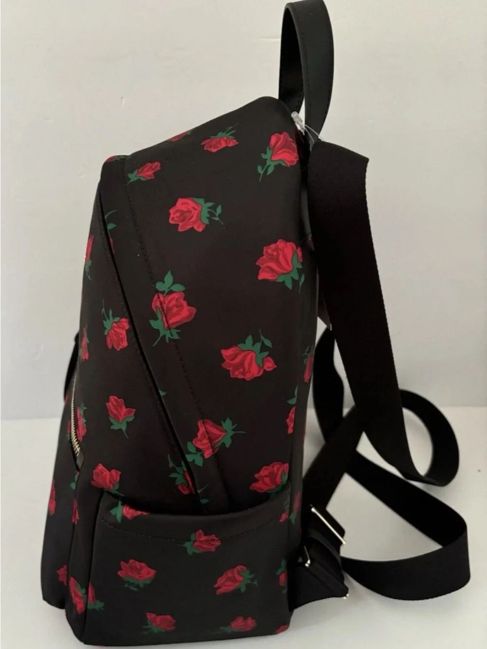 kate spade Black and Red Rose Print Mini Backpack